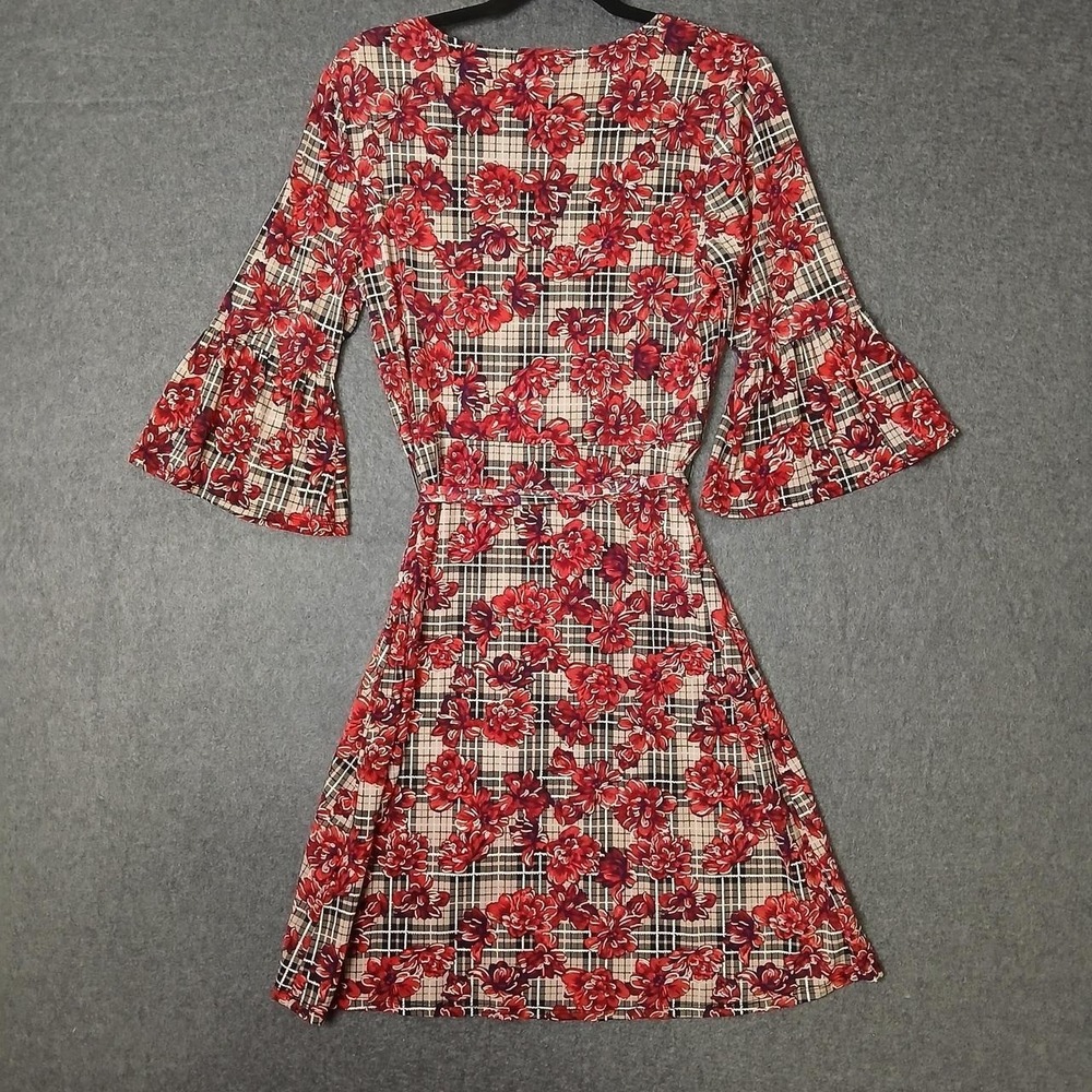 Glamour sz12 dress plaid chic retro classic preppy floral equestrian academia - Picture 3 of 5